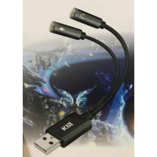 Adapter KIN USB to Audio AUX 3.5 մմ + Խոսափող, սև