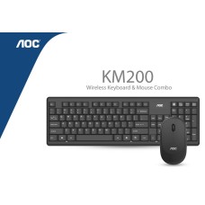 Անլար Bluetooth ստեղնաշար և մկնիկ AOC KM200 2.4 ԳՀց 104 ստեղն անջրանցիկ USB Սև նորաձեւ հավաքածու